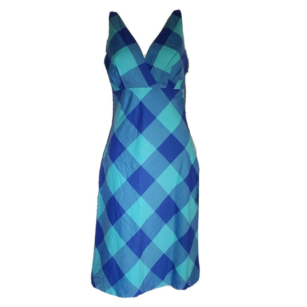 Isaac Mizrahi for Target Dress‎ Womens Size 6 Blue Plaid V Neck Sleeveless Zip